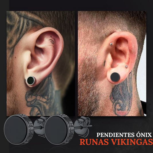 ⚔Aretes De Ónix Runas Vikingas⚔