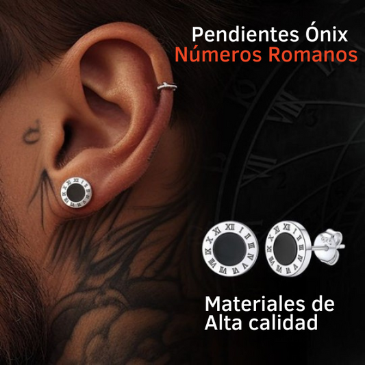 ⚔Pendientes Ónix Números Romanos🏛