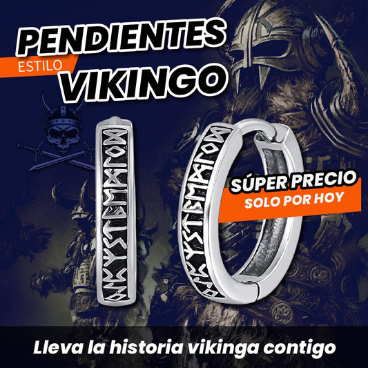 🛡️Aretes De Aro Con Runas Vikingas⚔️