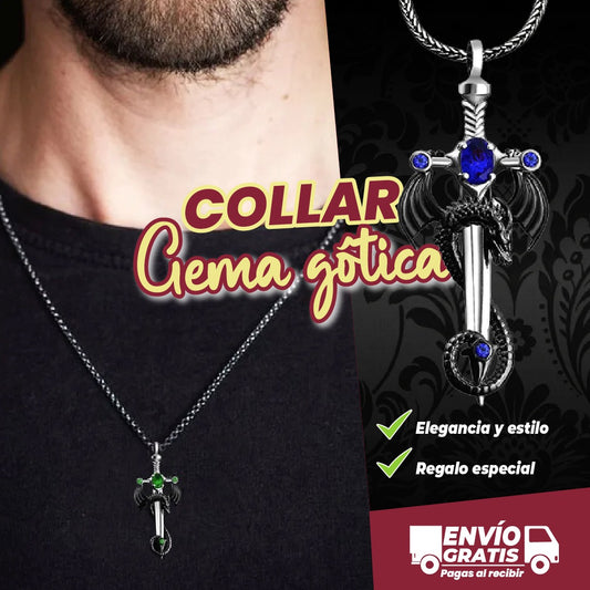 🗡️ Collar Gema Gótica🐲