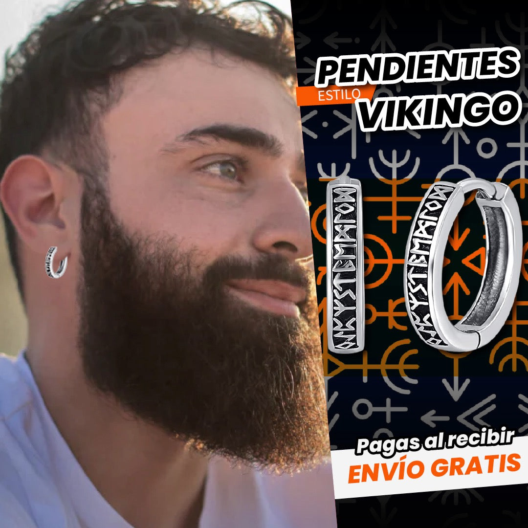 🛡️Aretes De Aro Con Runas Vikingas⚔️